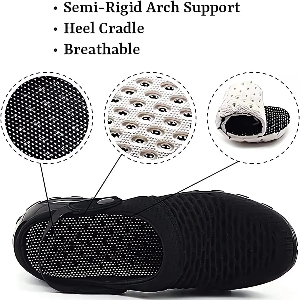 Women Diabetic Walking Air Cushion Slip-On Orthopedic Sandals,2023 New Air Cushion Platform Mesh Sneaker Sandals with Arch Support (6.5,Black)