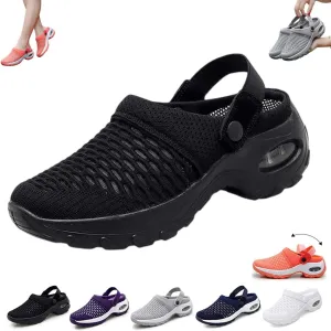 Women Diabetic Walking Air Cushion Slip-On Orthopedic Sandals,2023 New Air Cushion Platform Mesh Sneaker Sandals with Arch Support (6.5,Black)