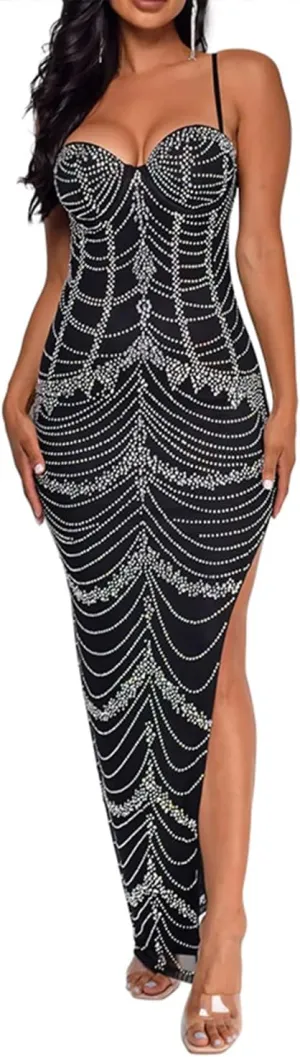 Women Sexy Hot Drilling Process Sexy Dress Party Club Night Dress