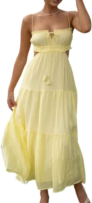 Women Sexy Spaghetti Strap Low Cut Dress Y2k Bodycon Long Dress Sleeveless Backless Maxi Dresses Going Out Party Clubwear