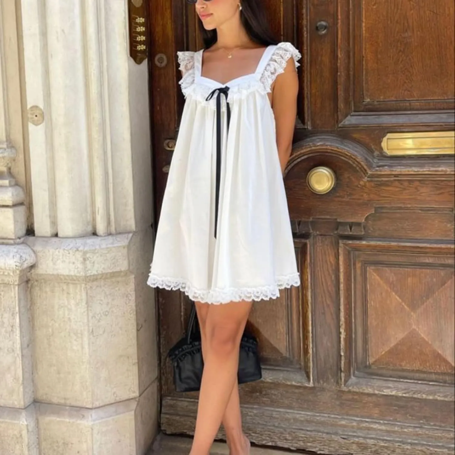 Women Summer Cute Babydoll Dress Ruffle Cap Sleeve Mini Sundress Loose Fit Floral Boho Beach Flowy Short Dresses