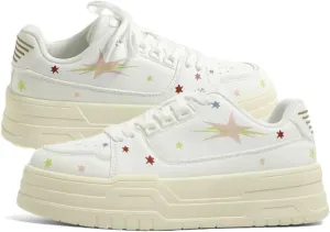 Women Y2K Platform Sneakers, Casual Star Patch Streetwear, Candy Color Height Boost Campus School Student Shoes Teens Girls