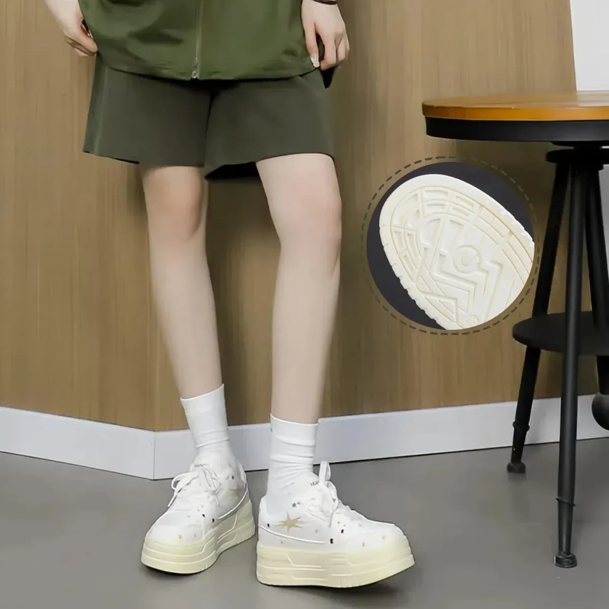 Women Y2K Platform Sneakers, Casual Star Patch Streetwear, Candy Color Height Boost Campus School Student Shoes Teens Girls