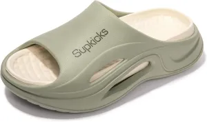 Women's Arch Support Pillow Slippers Non Slip Slide Sandals Shower Beach Cloud Slippers House Bedroom Shoes with Removable Cushion Footbed