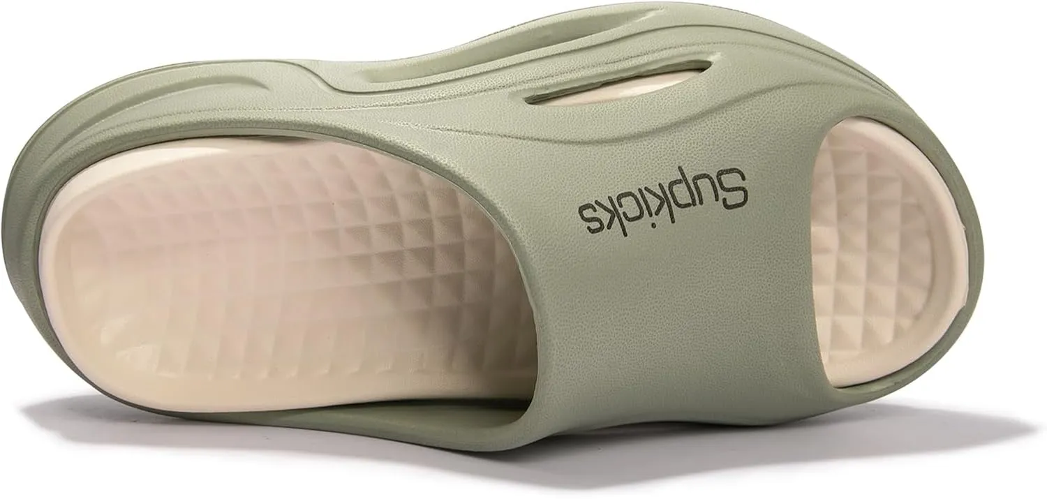 Women's Arch Support Pillow Slippers Non Slip Slide Sandals Shower Beach Cloud Slippers House Bedroom Shoes with Removable Cushion Footbed