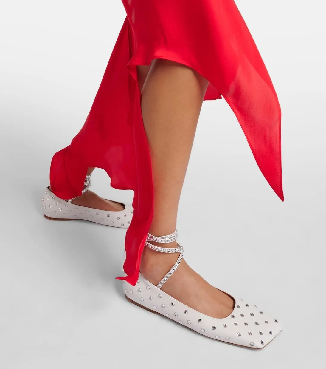 Women's Ballet Flats Ankle Strap Ballerina Flats Rhinestone Lace Up Square Toe Gliter Loafers Dressy Casual Flats for Wedding Party
