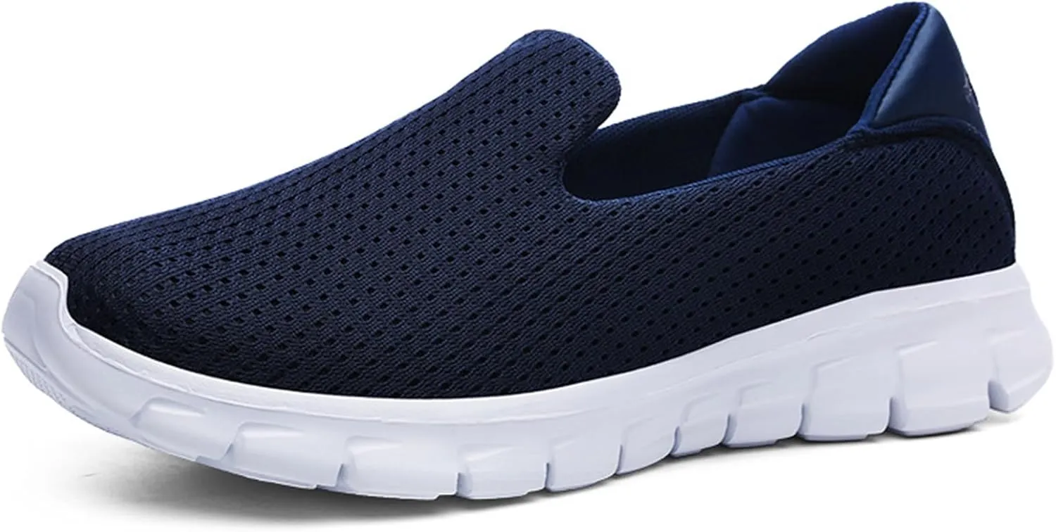 Women's Breathable Mesh Slip-On Loafers Classic Round Toe Flat Lightweight Non-Slip Mom Nurse Driving Walking Shoes
