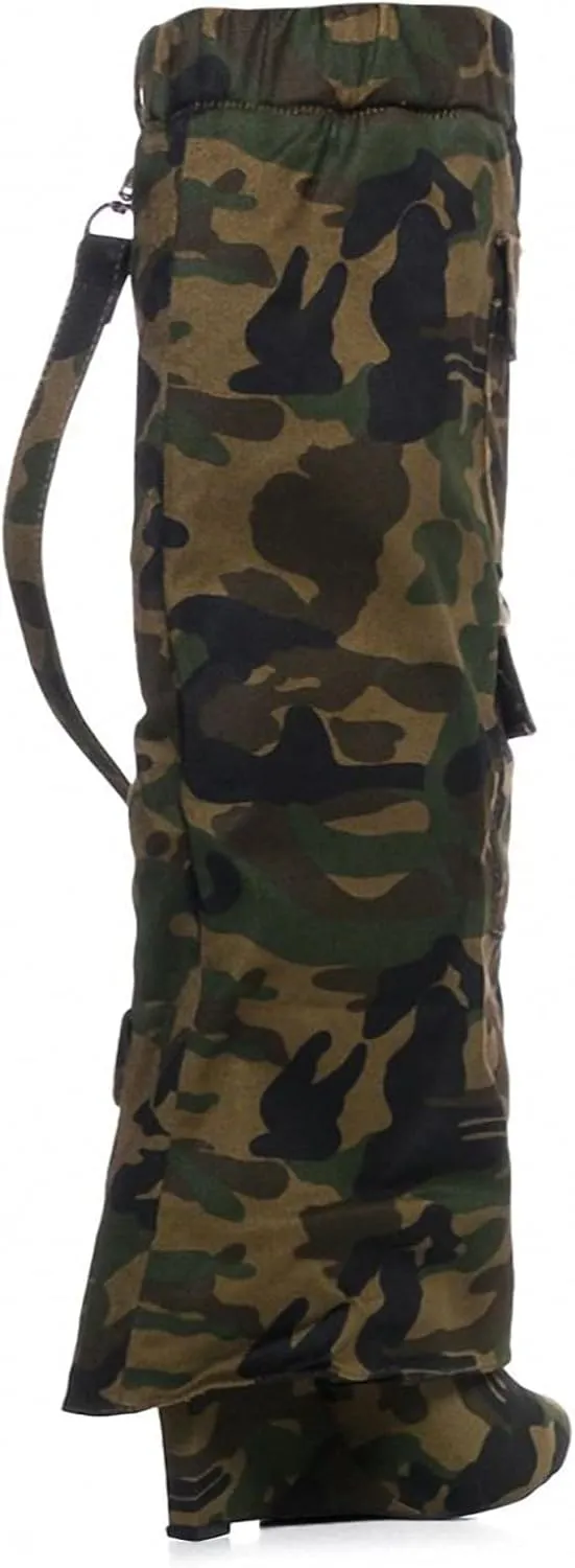 Women's Camo Knee High Boots Slouch High Heels Boots Pointed Stiletto Casual Pull-On Tall Boot Party Dress Shoes