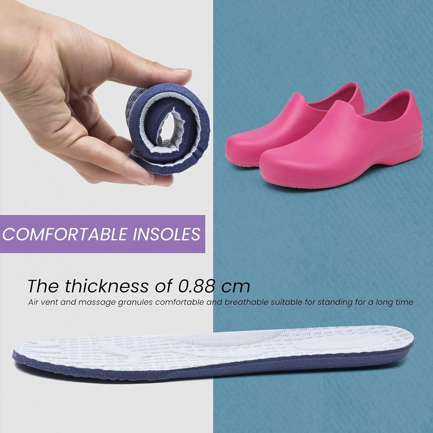 Womens Chef Clogs Kitchen Shoes Professional Slip Resistant Shoe Nursing Breathable Beach Sandals Slippers Indoor Outdoor Shoe with Arch Support Lightweight Clog