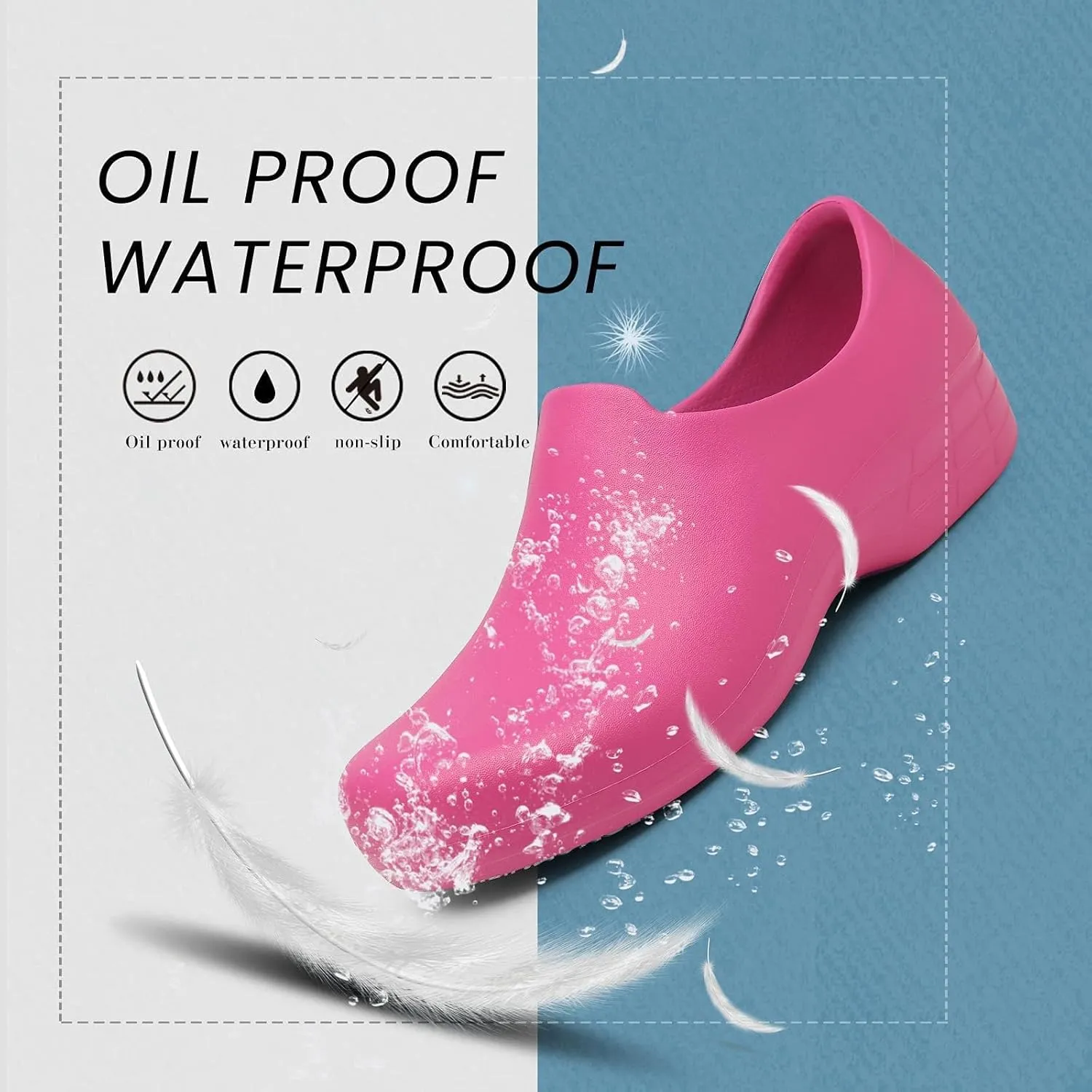 Womens Chef Clogs Kitchen Shoes Professional Slip Resistant Shoe Nursing Breathable Beach Sandals Slippers Indoor Outdoor Shoe with Arch Support Lightweight Clog
