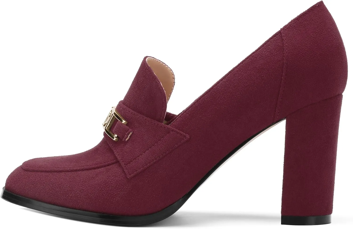 Womens Chunky Block Heels for Women Square Toe Pumps, Slip on Loafers Office Party Prom Shoes 3 inch