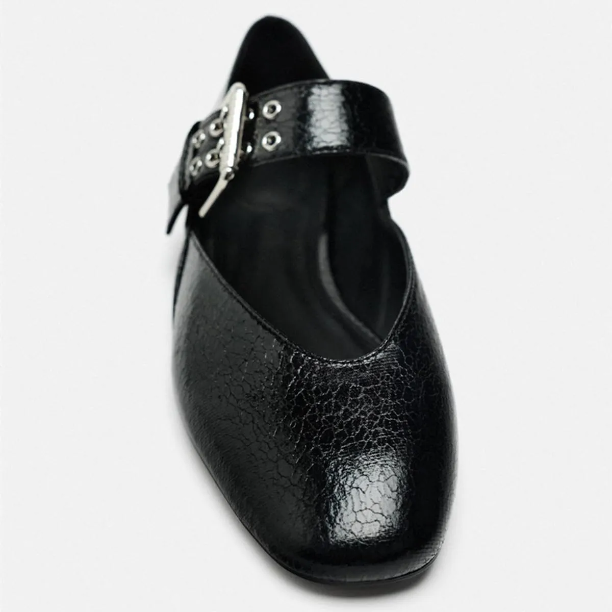 Women's Elegant Patent Ballet Flats Buckle Strap Mary Jane Flats Round Toe Ballet Flat Shoes for Women