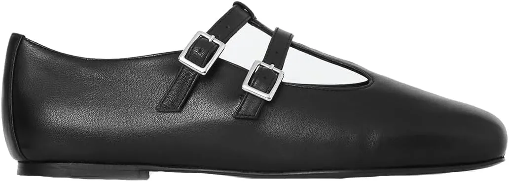 Women's Elegant Patent Ballet Flats Buckle Strap Mary Jane Flats Round Toe Ballet Flat Shoes for Women