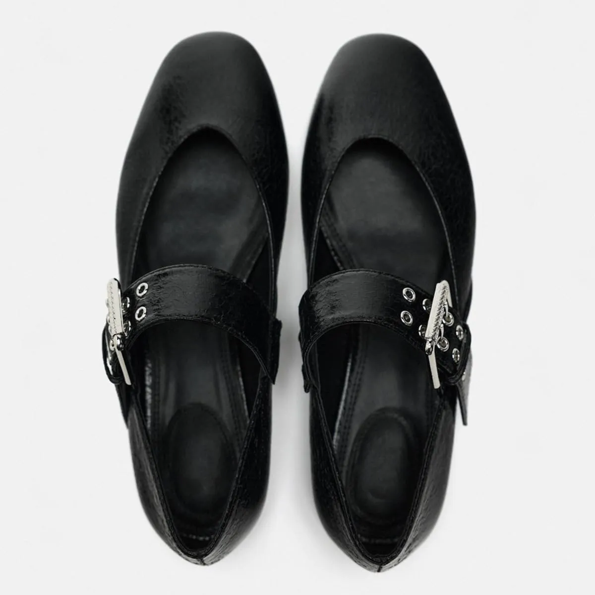 Women's Elegant Patent Ballet Flats Buckle Strap Mary Jane Flats Round Toe Ballet Flat Shoes for Women