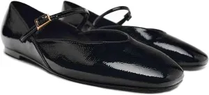 Women's Elegant Patent Ballet Flats Buckle Strap Mary Jane Flats Round Toe Ballet Flat Shoes for Women