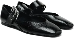 Women's Elegant Patent Ballet Flats Buckle Strap Mary Jane Flats Round Toe Ballet Flat Shoes for Women