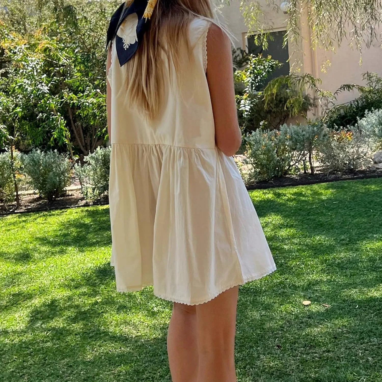 Womens Lace Mini Dress Y2k Aesthetic Summer Flowy Going Out Boho Ruffle Hem Floral Short Dress Beachwear