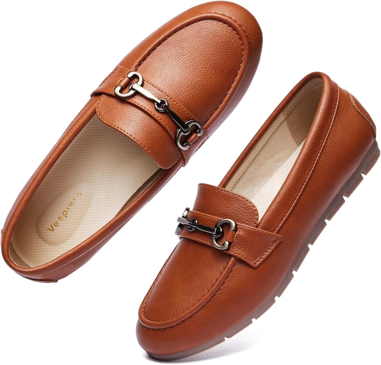 Women's Loafers Comfortable Dressy Slip on Flats Penny Loafers for Women Office Work Walking Shoes with Buckles