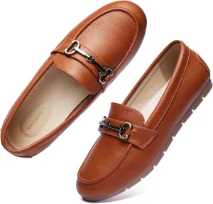 Women's Loafers Comfortable Dressy Slip on Flats Penny Loafers for Women Office Work Walking Shoes with Buckles