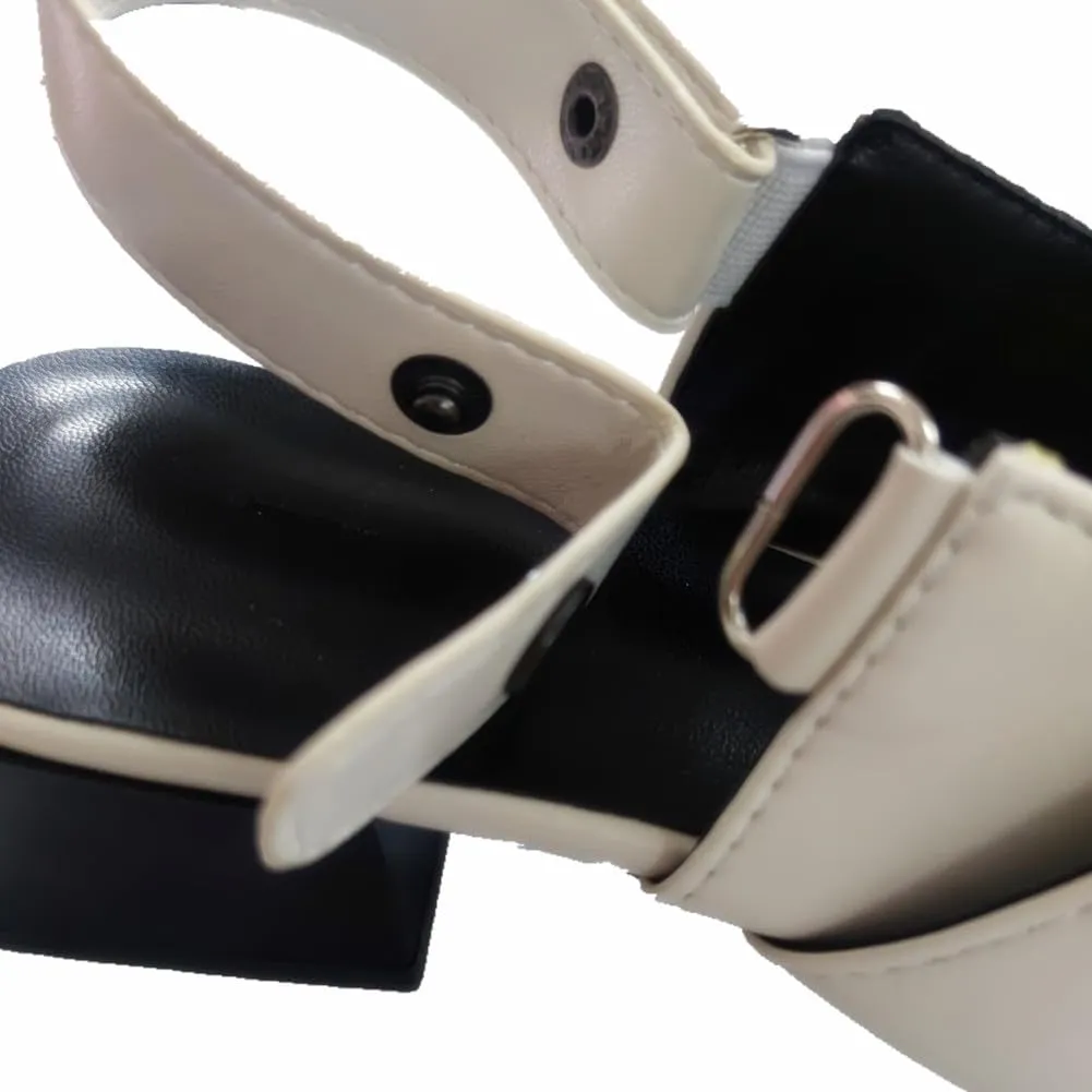 Women's Metal Punk Style Heel Mules Slipper Vintage with Pointed Toe Sandals Slides Slingback Heels