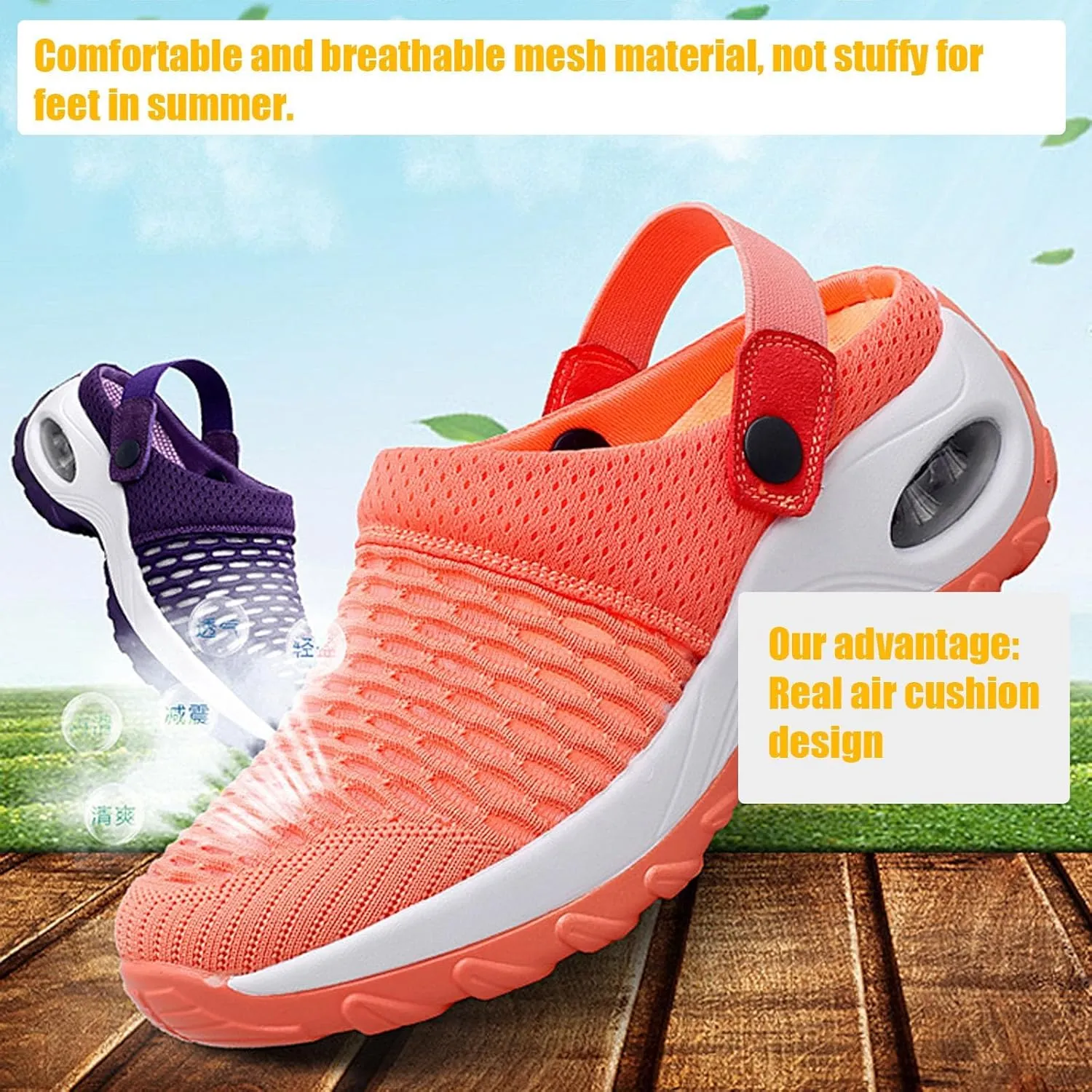 Women's Orthopedic Clogs with Air Cushion Support to Reduce Back and Knee Pressure, Walking Orthopedic Clogs for Arch Support Shoes Plantar Fasciitis Slippers Orthopedic Slip On Sandals