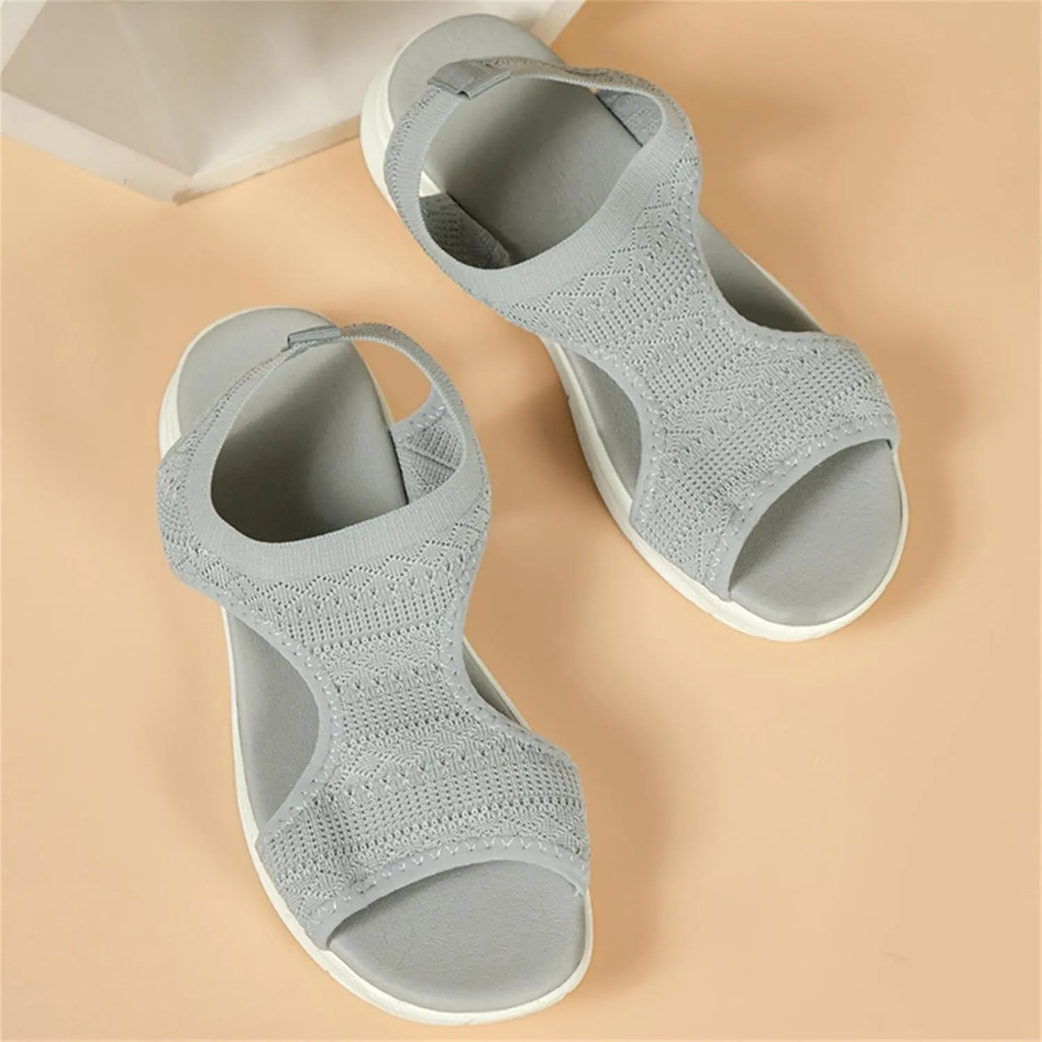 Womens Orthopedic Walking Sandals with Arch Support Open Toe Sports Sandals Breathable Knit Summer Beach Boho Shoes
