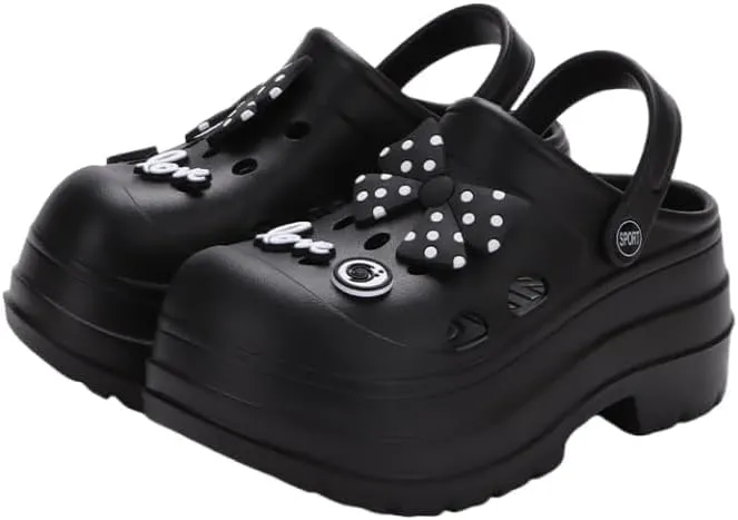 Women's Platform Clogs Slip On Slides Shoes Beach Sandals Gardener Clog Hight Heels Mule Slippers Garden Shoes DIY Cartoon Accessories Sandals