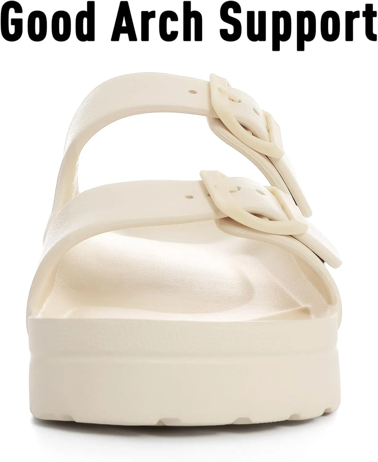 Women's Platform Sandals with Arch Support, Chunky Lightweight Foam Slip on Slides, Comfortable Summer Beach Sandals with Adjustable Buckle