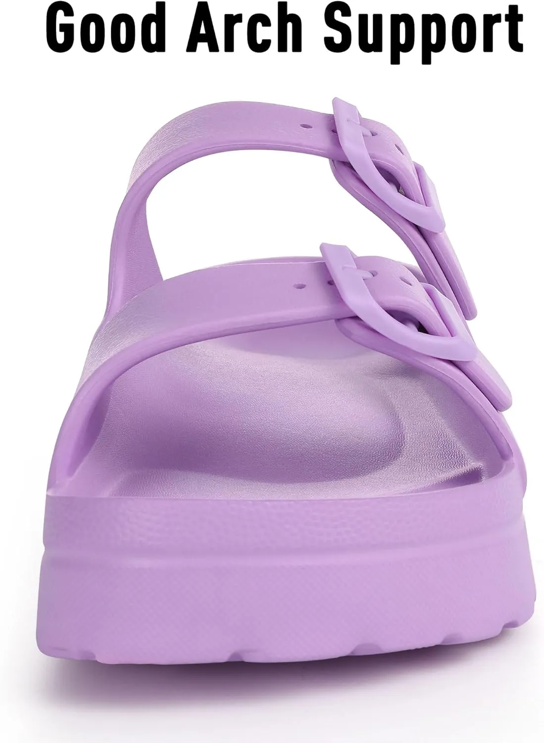 Women's Platform Sandals with Arch Support, Chunky Lightweight Foam Slip on Slides, Comfortable Summer Beach Sandals with Adjustable Buckle