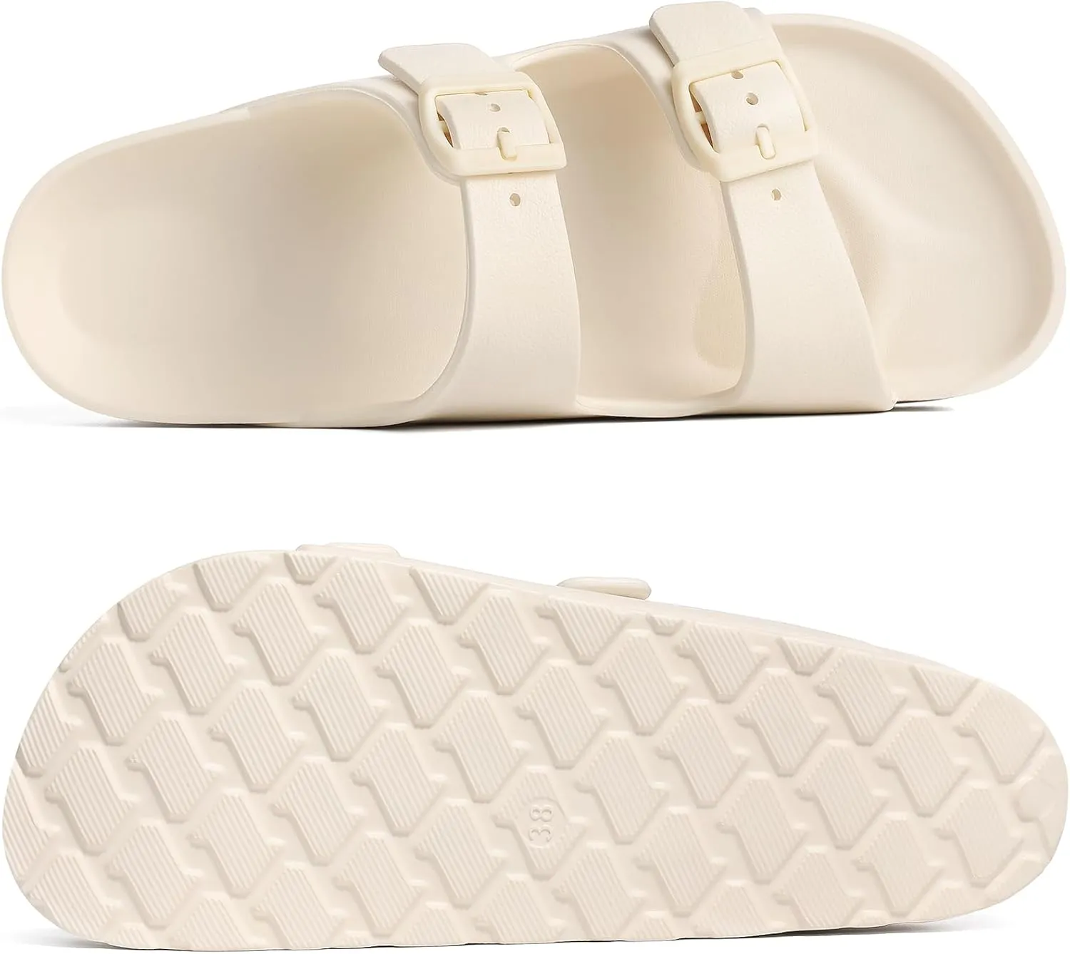 Women's Platform Sandals with Arch Support, Chunky Lightweight Foam Slip on Slides, Comfortable Summer Beach Sandals with Adjustable Buckle
