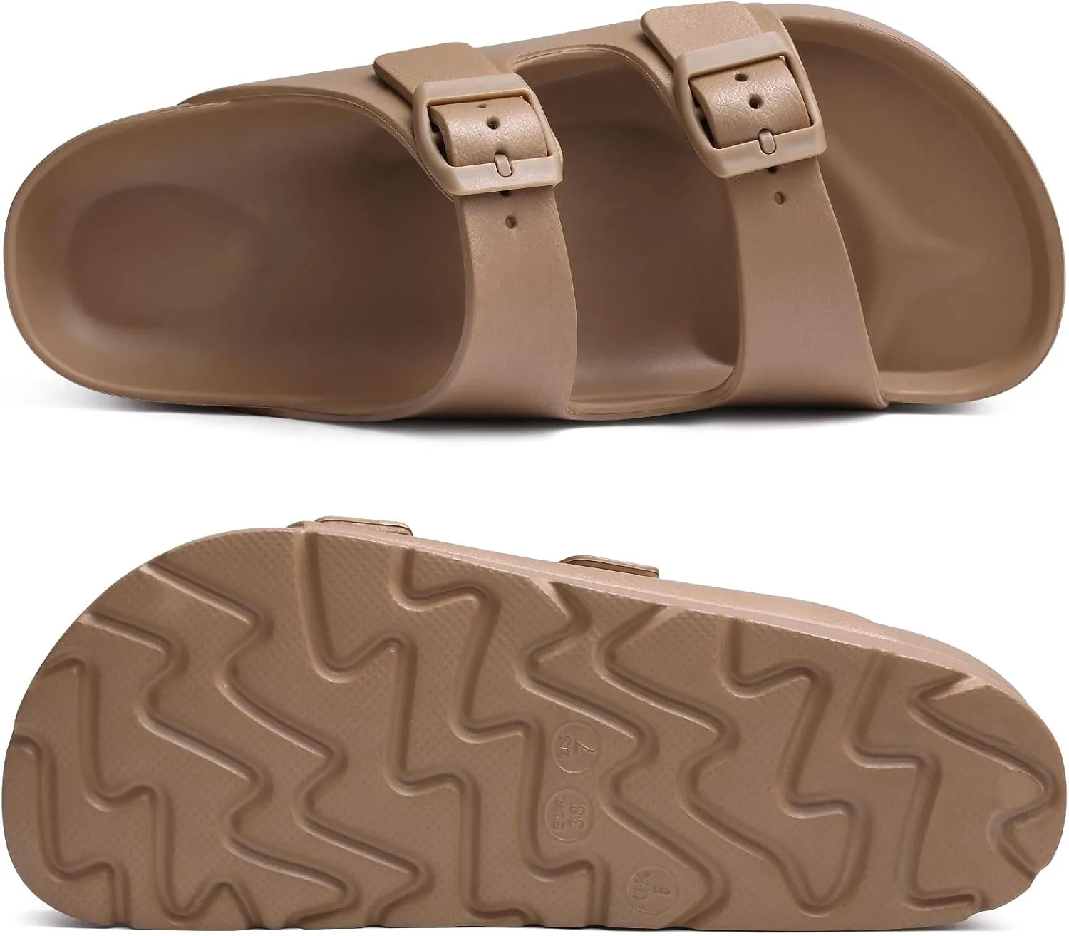 Women's Platform Sandals with Arch Support, Chunky Lightweight Foam Slip on Slides, Comfortable Summer Beach Sandals with Adjustable Buckle