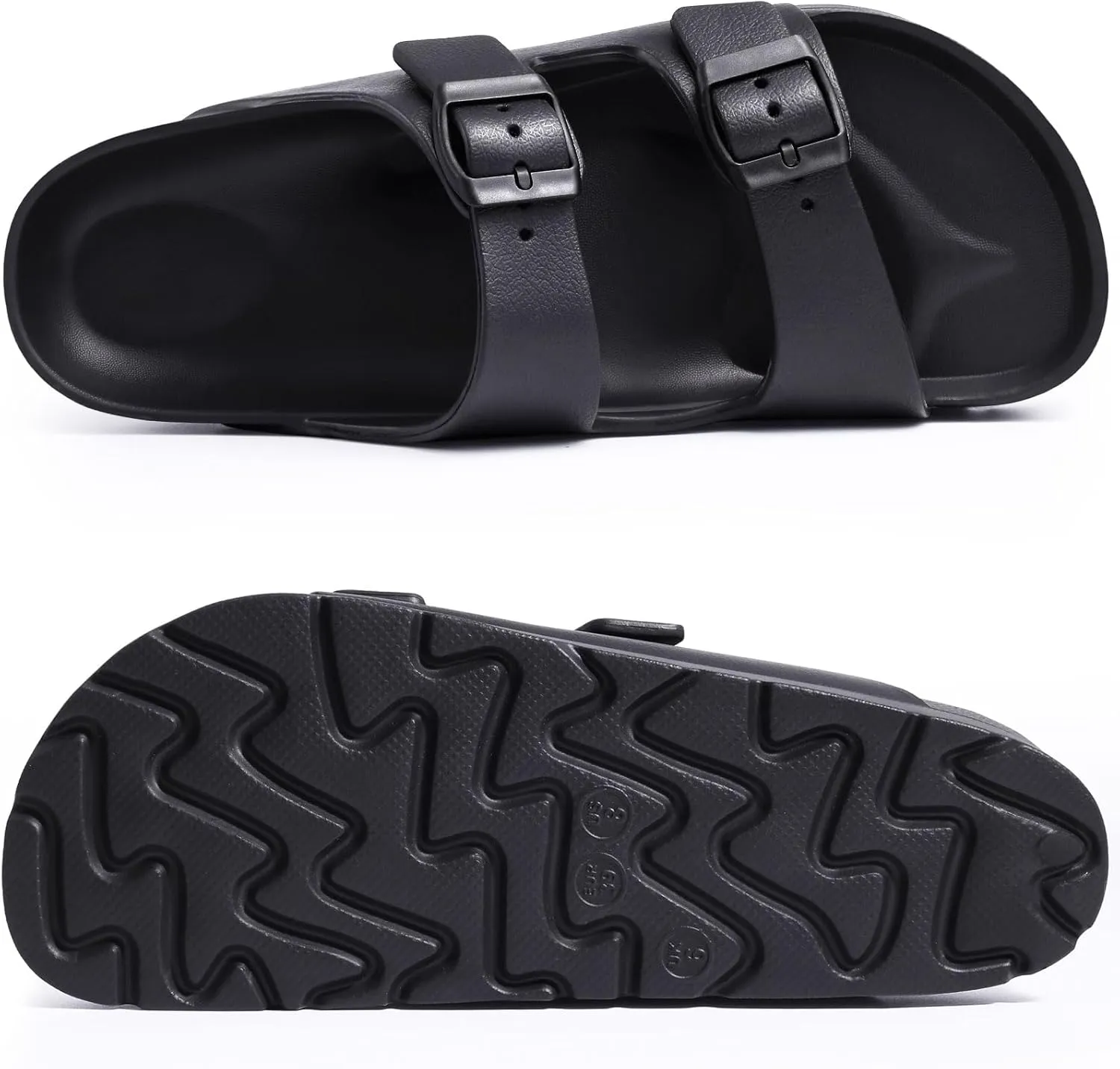 Women's Platform Sandals with Arch Support, Chunky Lightweight Foam Slip on Slides, Comfortable Summer Beach Sandals with Adjustable Buckle