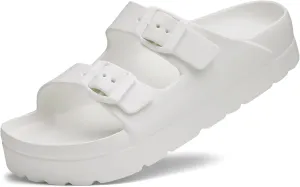 Women's Platform Sandals with Arch Support, Chunky Lightweight Foam Slip on Slides, Comfortable Summer Beach Sandals with Adjustable Buckle