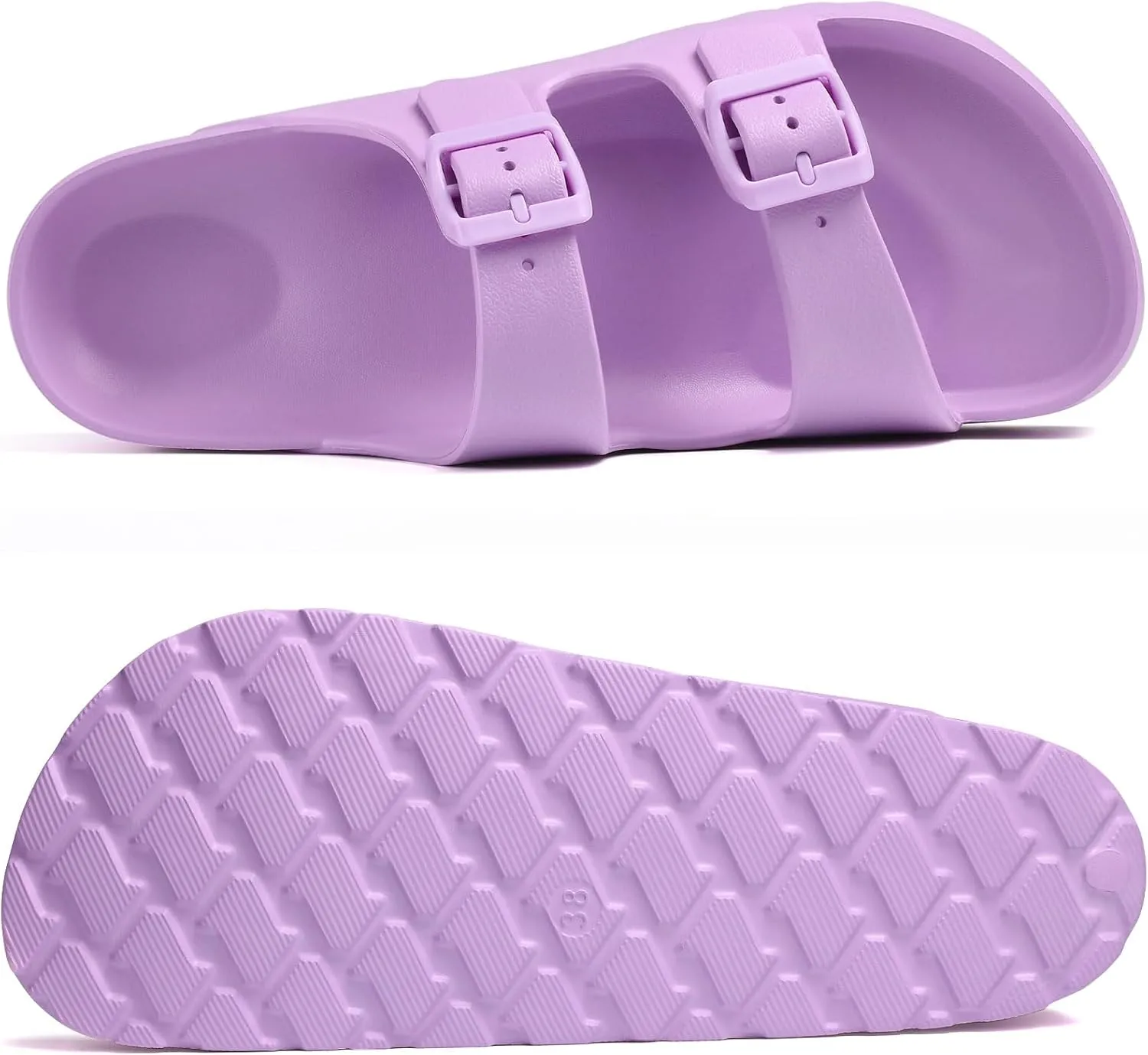 Women's Platform Sandals with Arch Support, Chunky Lightweight Foam Slip on Slides, Comfortable Summer Beach Sandals with Adjustable Buckle