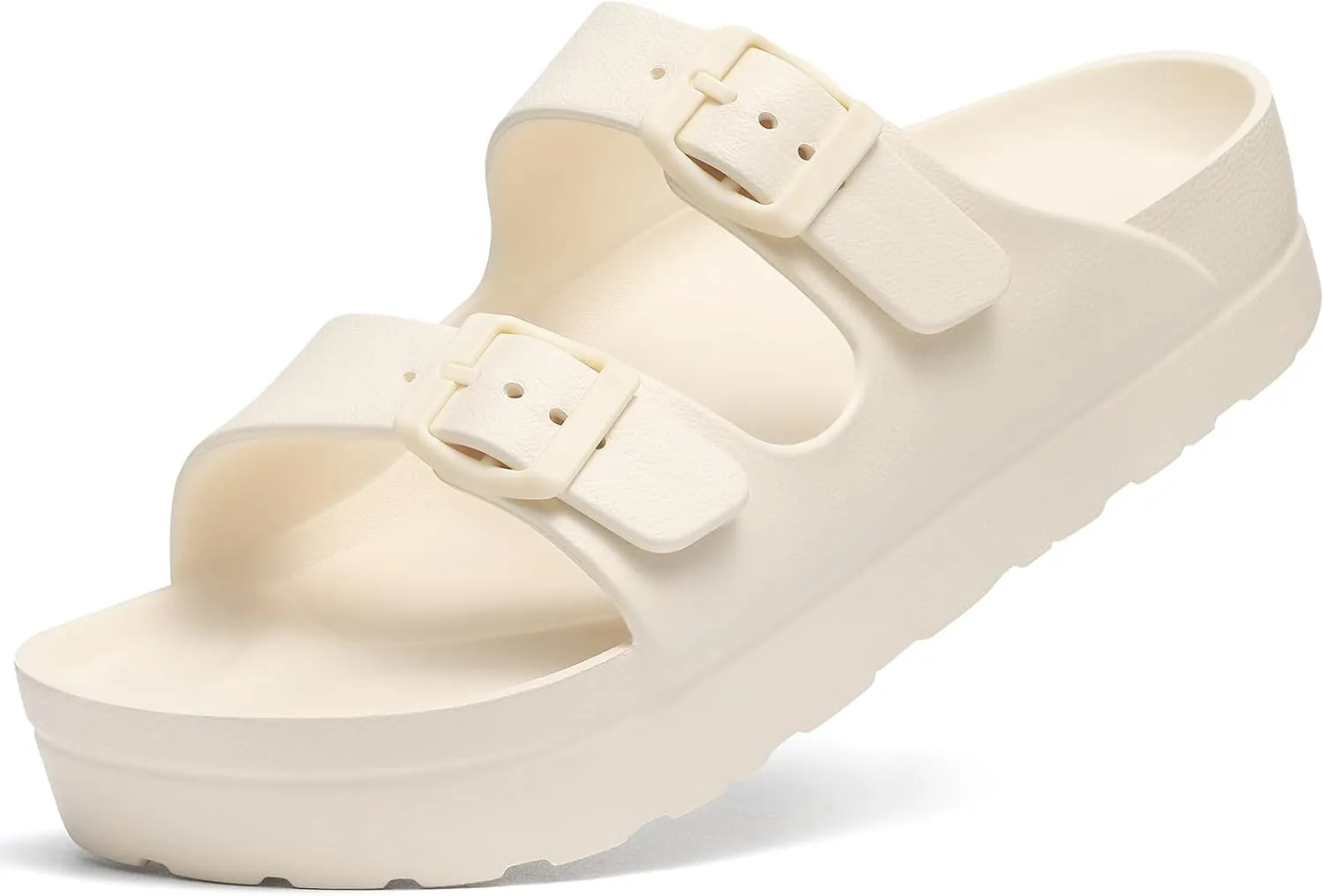 Women's Platform Sandals with Arch Support, Chunky Lightweight Foam Slip on Slides, Comfortable Summer Beach Sandals with Adjustable Buckle