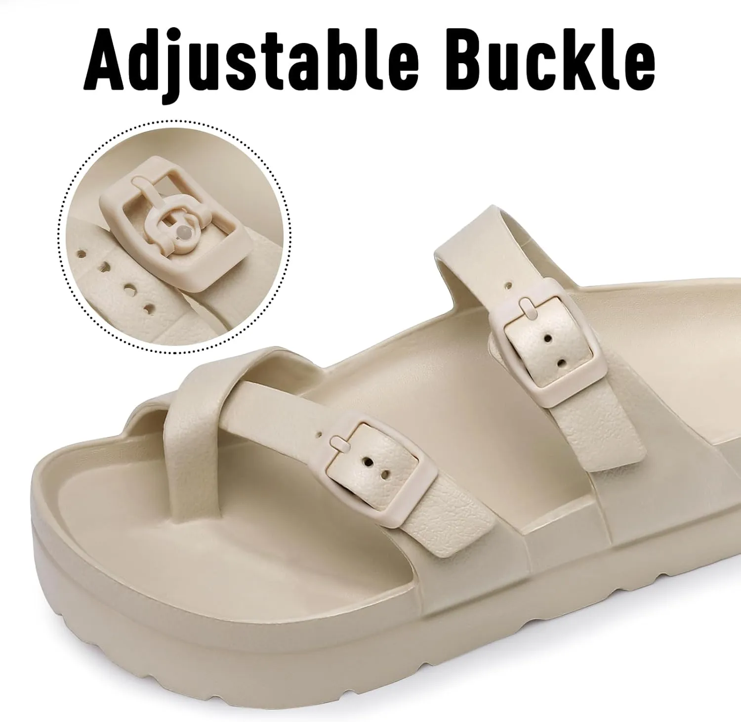 Women's Platform Sandals with Arch Support Comfortable Foam Slides Summer Beach Sandals with Adjustable Buckle