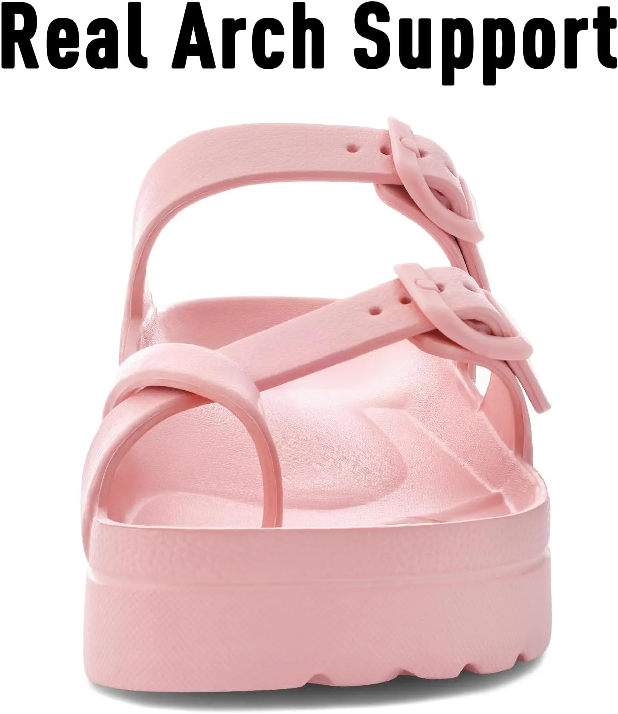 Women's Platform Sandals with Arch Support Comfortable Foam Slides Summer Beach Sandals with Adjustable Buckle