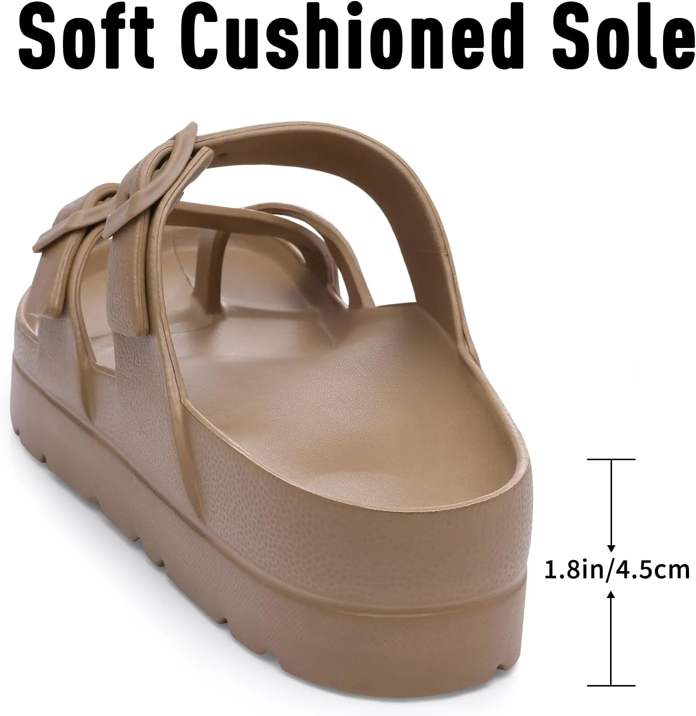 Women's Platform Sandals with Arch Support Comfortable Foam Slides Summer Beach Sandals with Adjustable Buckle