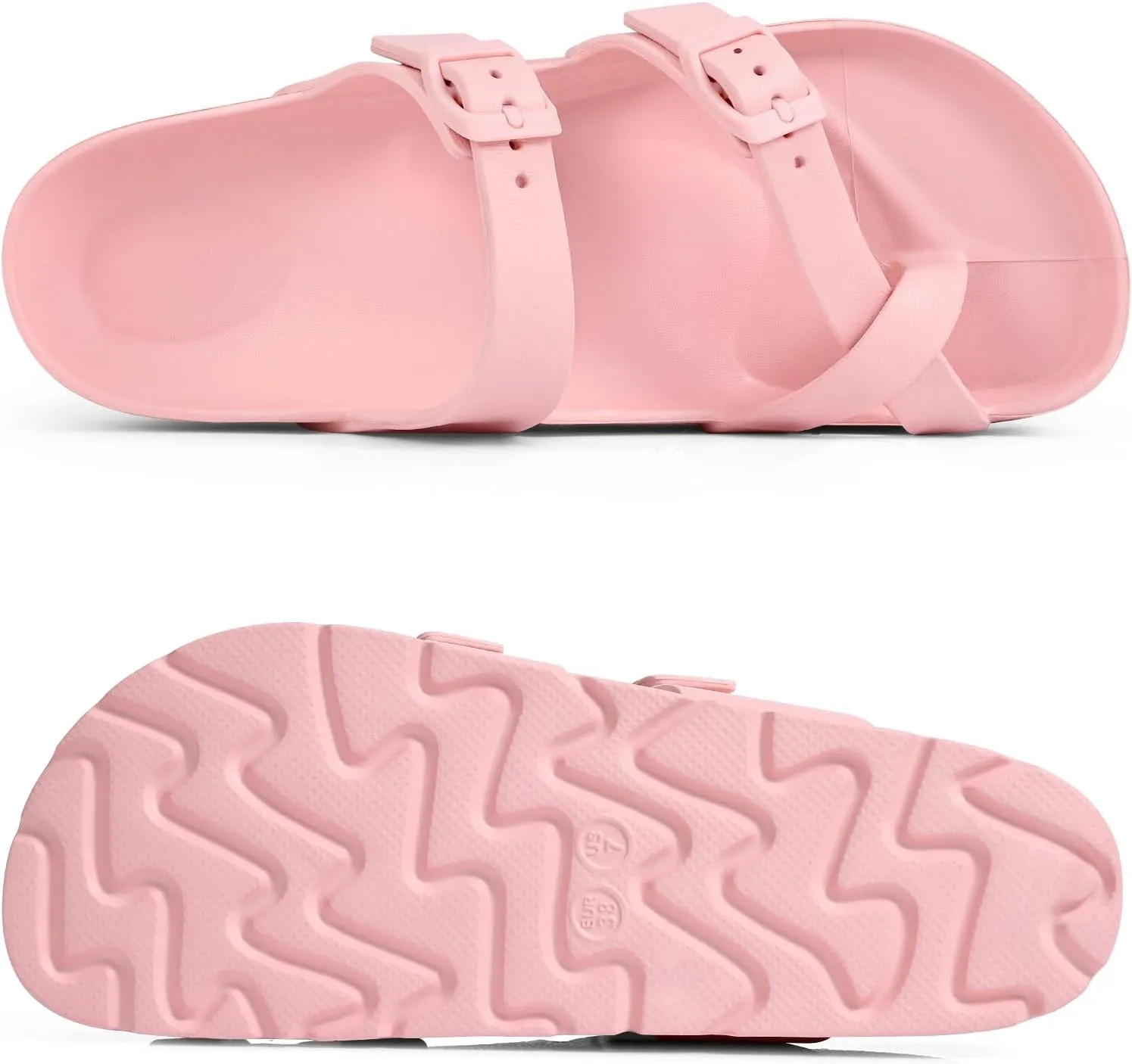 Women's Platform Sandals with Arch Support Comfortable Foam Slides Summer Beach Sandals with Adjustable Buckle