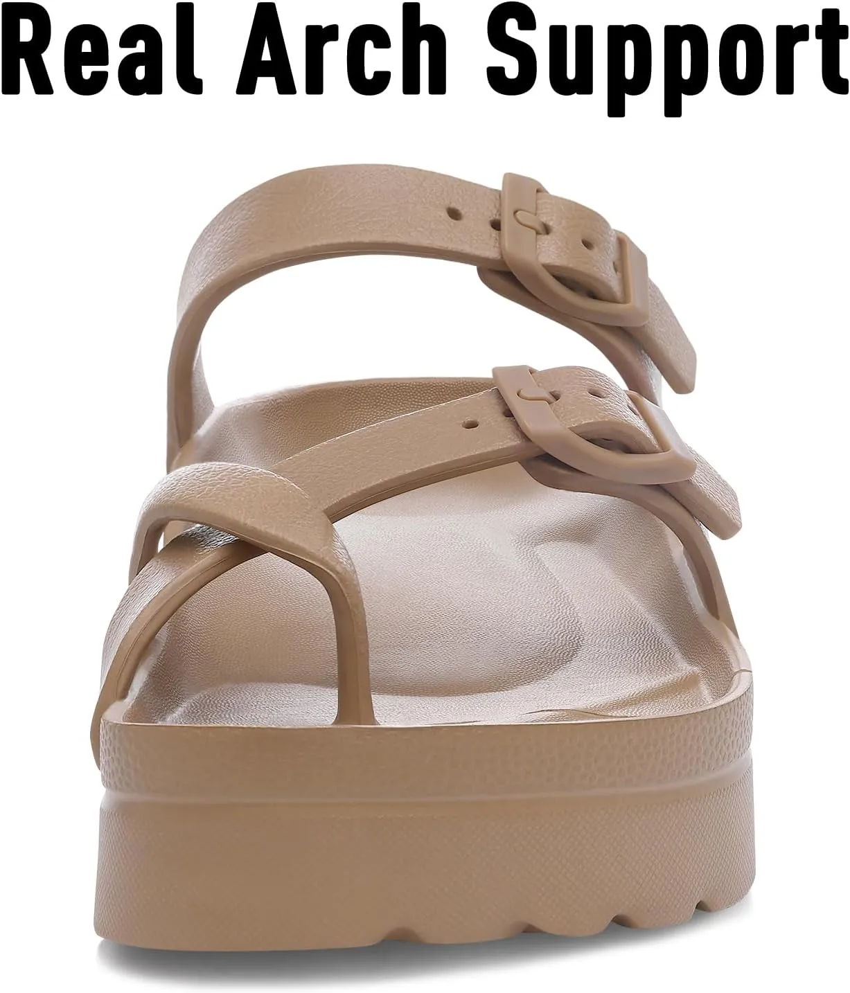 Women's Platform Sandals with Arch Support Comfortable Foam Slides Summer Beach Sandals with Adjustable Buckle