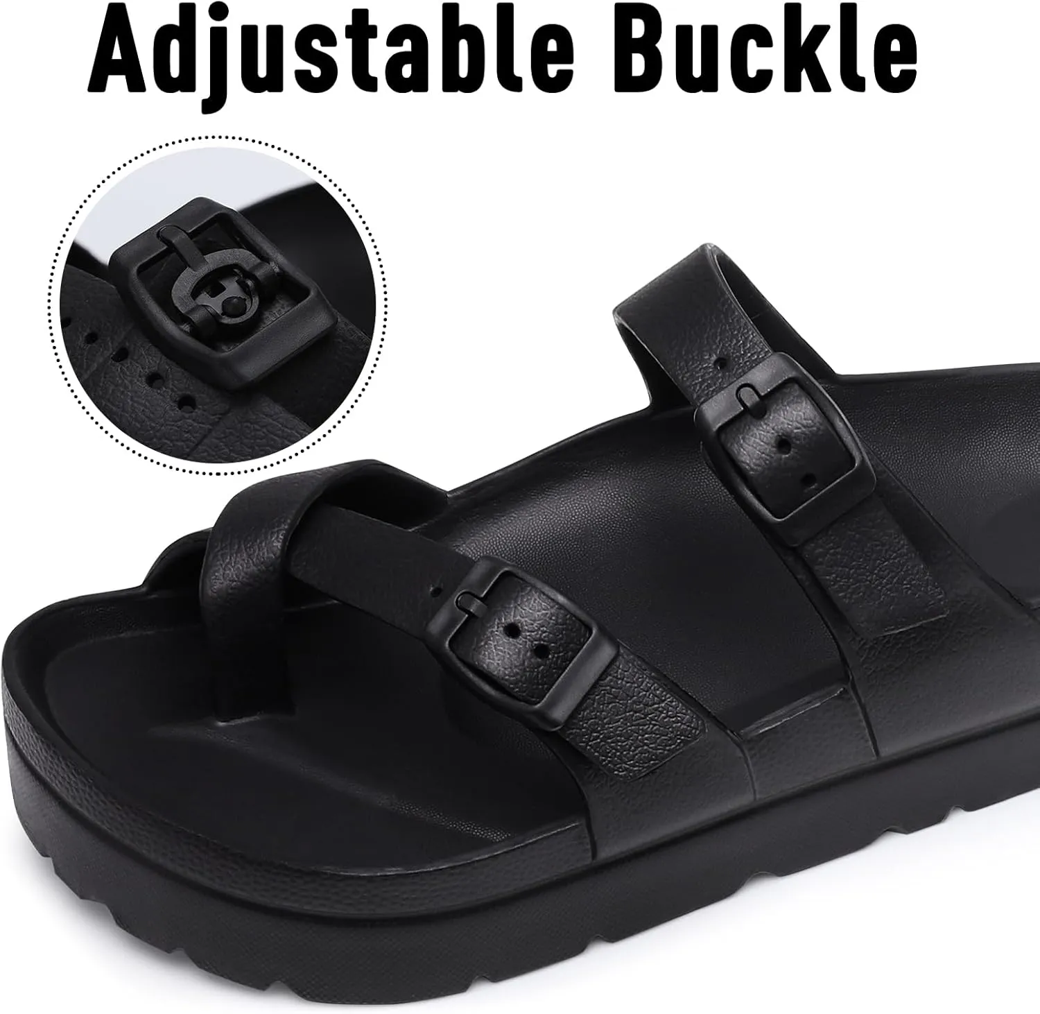 Women's Platform Sandals with Arch Support Comfortable Foam Slides Summer Beach Sandals with Adjustable Buckle