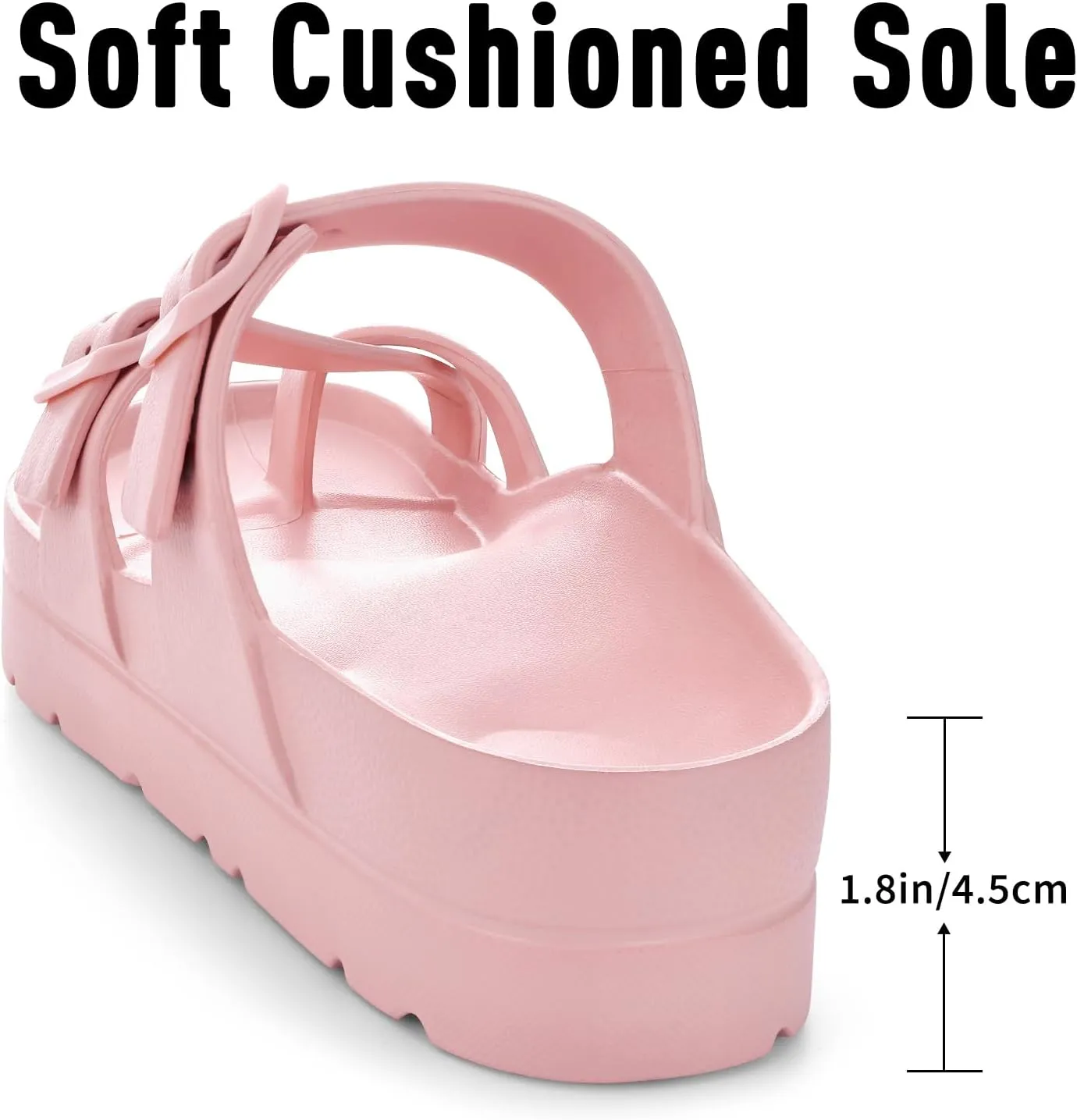 Women's Platform Sandals with Arch Support Comfortable Foam Slides Summer Beach Sandals with Adjustable Buckle