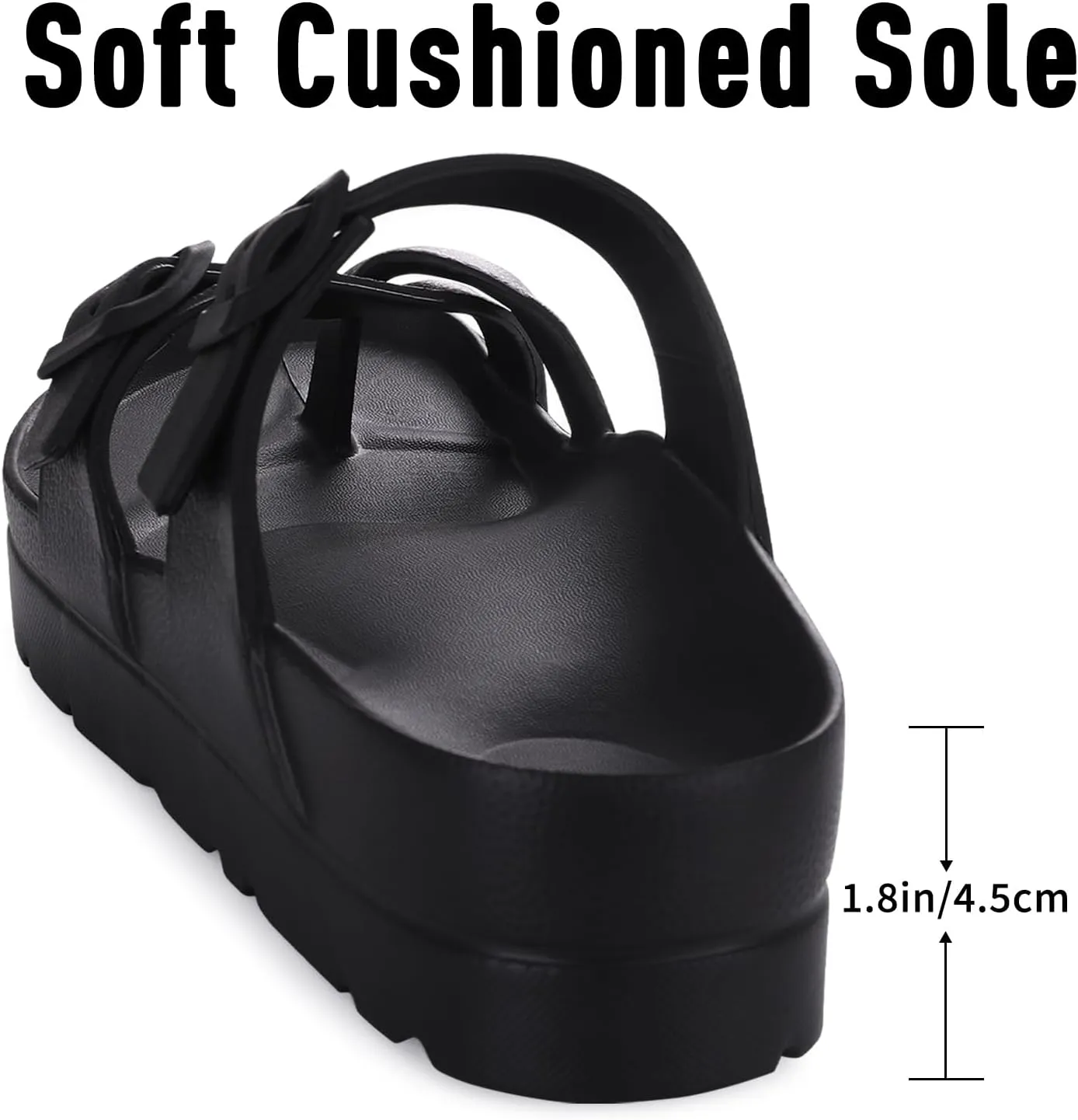 Women's Platform Sandals with Arch Support Comfortable Foam Slides Summer Beach Sandals with Adjustable Buckle
