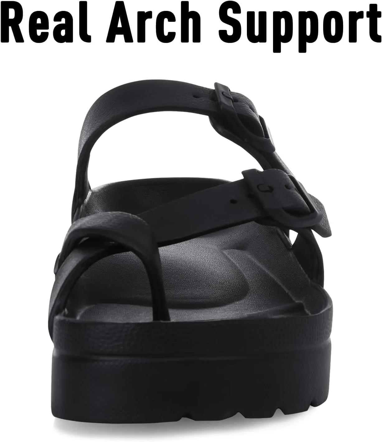 Women's Platform Sandals with Arch Support Comfortable Foam Slides Summer Beach Sandals with Adjustable Buckle