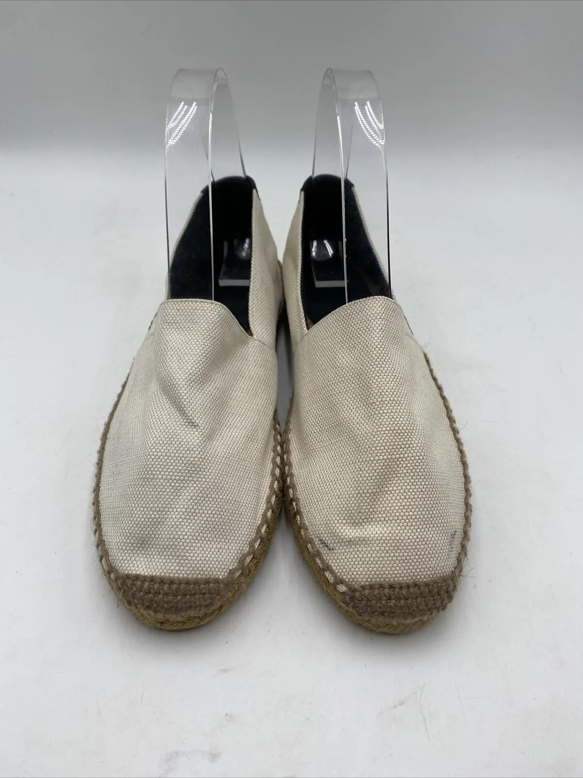 Women’s Saint Laurent Logo-Embroidered Canvas Espadrilles Shoes White Size 39 - Very Good