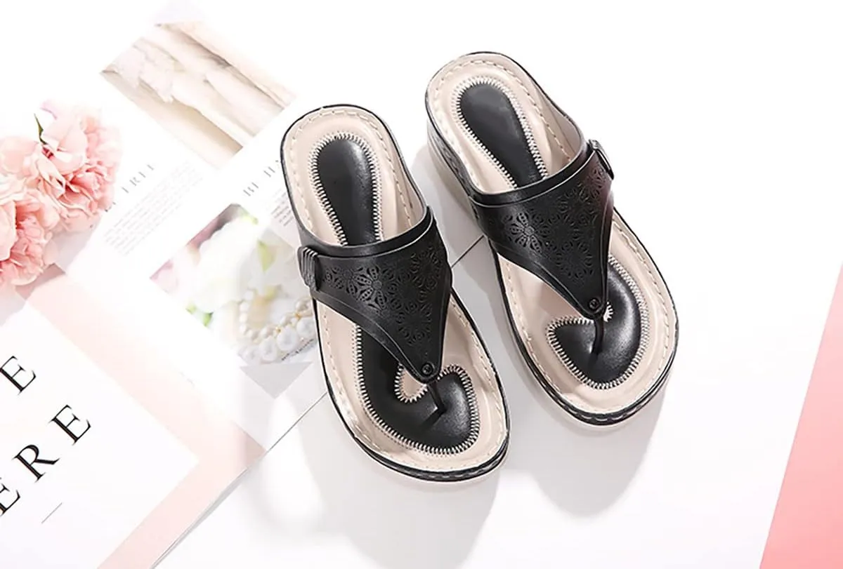 Women's Sandals Orthotic Arch Support Flip Flops Thongs for Plantar Fasciitis, Flat Feet & Heel Spurs, Comfort Toe Post Sandals Indoor Outdoor