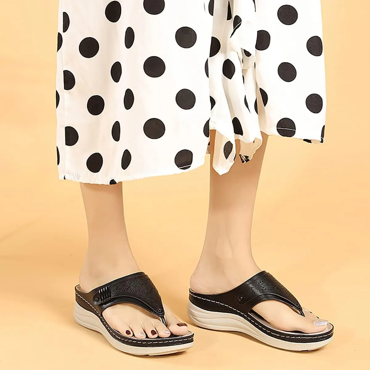 Women's Sandals Orthotic Arch Support Flip Flops Thongs for Plantar Fasciitis, Flat Feet & Heel Spurs, Comfort Toe Post Sandals Indoor Outdoor