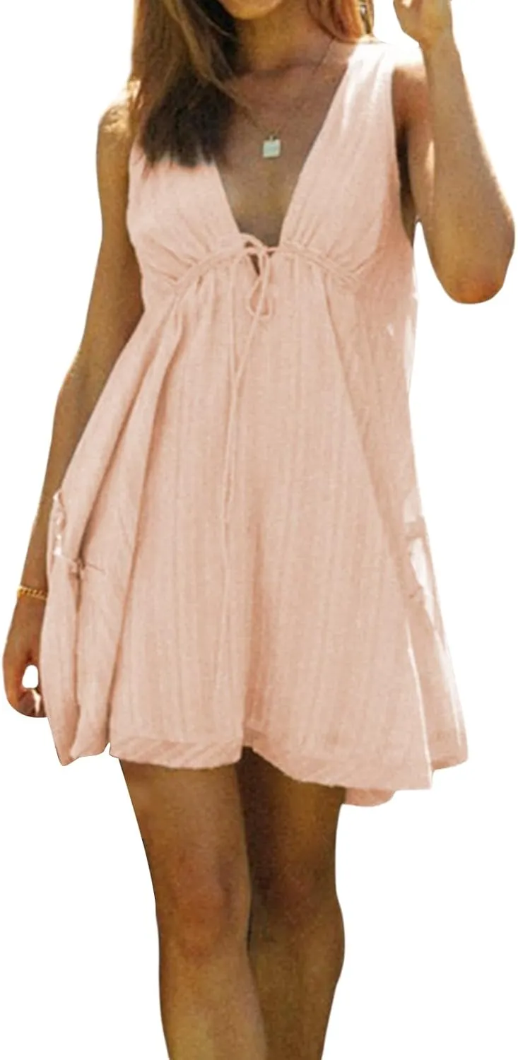 Womens Slip Lace Mini Dress Y2k Aesthetic Summer Flowy Swing Going Out Boho Ruffle Hem Streetwear Short Dresses