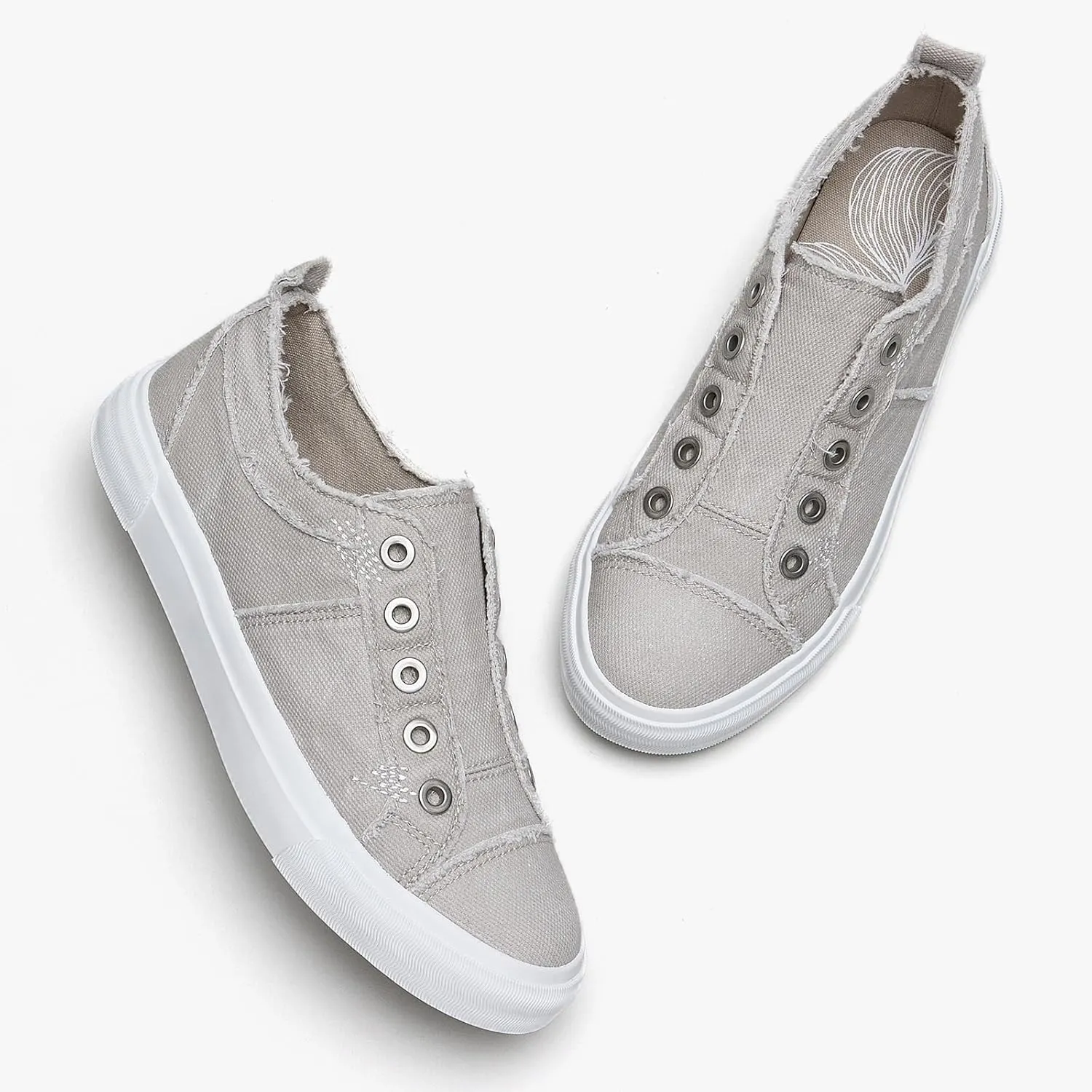 Women's Slip-On All Cotton Canvas Shoes Lightweight Casual Fashion Sneakers