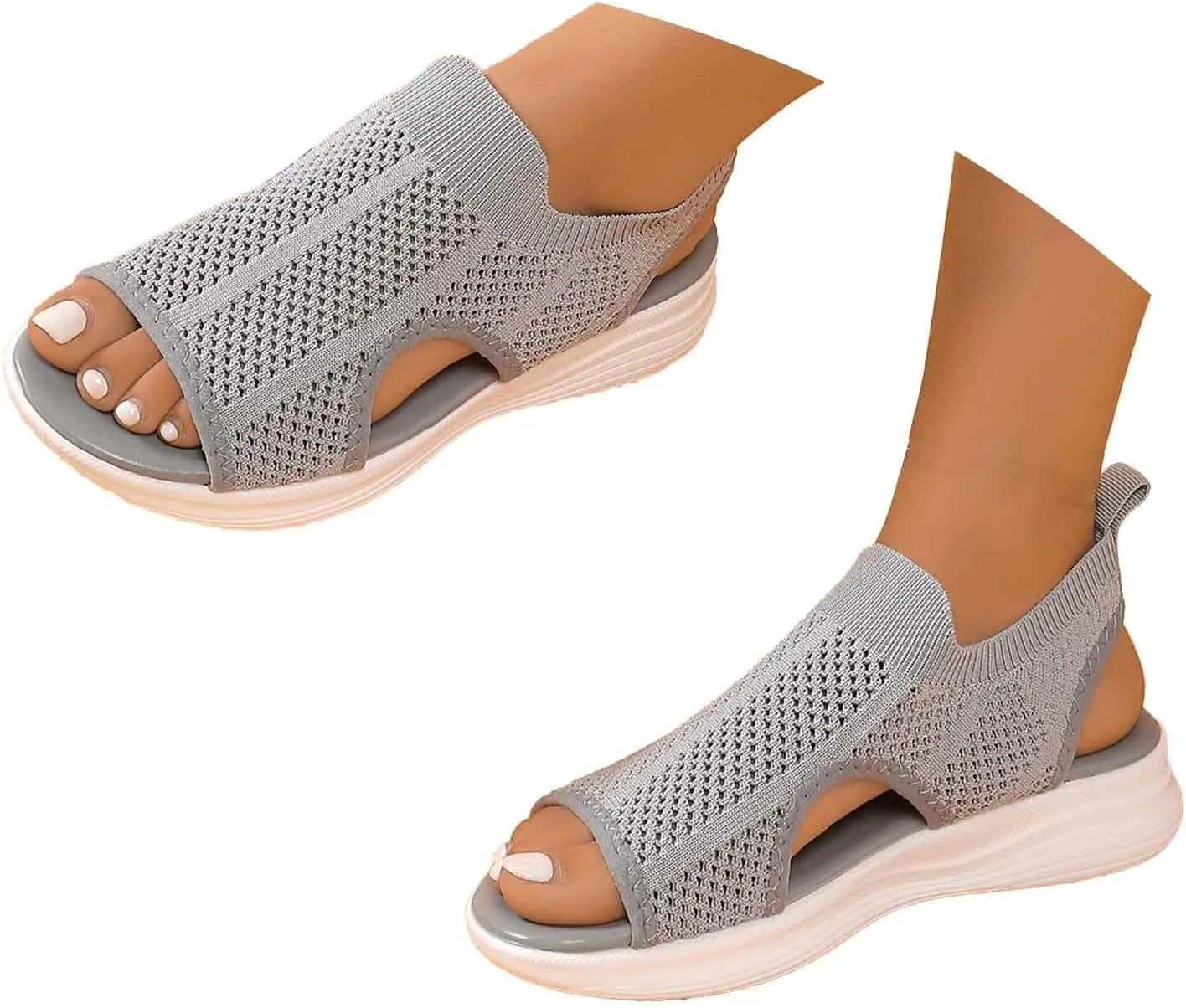 Womens Sport Sandals with Arch Support Women's Walking Sandals Orthotic Comfort Slip-On Open-Toe Platform Shoes